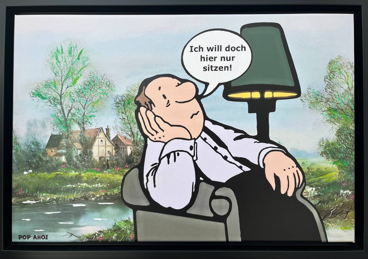 Loriot Ich Will Einfach Nur Hier Sitzen Text "LORIOT WILL NUR SITZEN I" - Pop Art von Marisa Rosato | GALERIE SCHMIDT